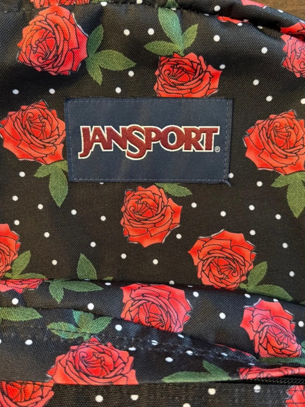 Jansport Betsy Floral Backpack Black Red School Bag 12x17x5.5
